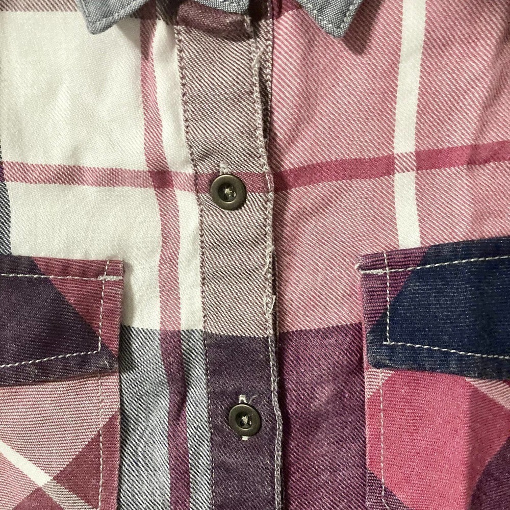 Black Poppy Women's Medium Plaid Button Down Tie Front Top - Picture 7 of 10